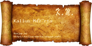 Kallus Márta névjegykártya